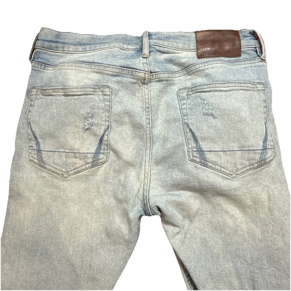 ALLSAINTS Cigarette Jeans Mens Black Wash Slim Fit Denim Distressed Fit 32x32